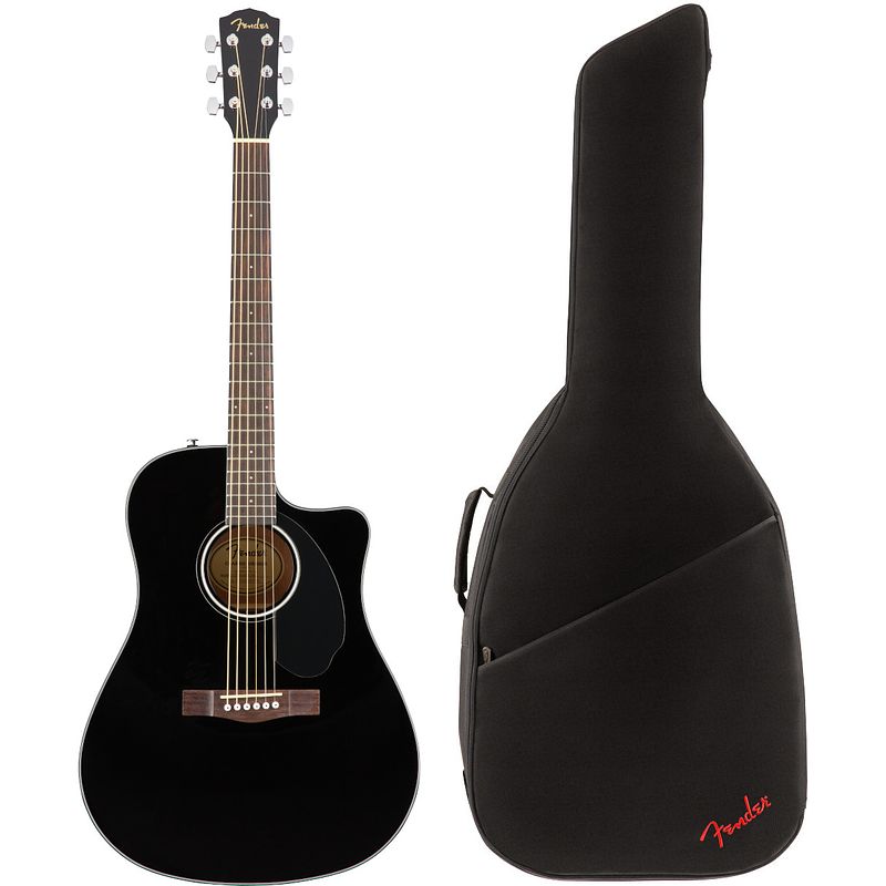 Foto van Fender cd-60sce black elektrisch-akoestische westerngitaar + gigbag