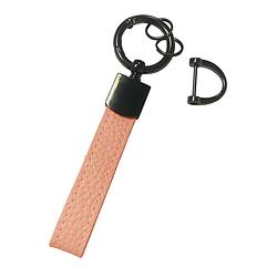 Foto van Basey sleutelhanger leer - leren sleutelhanger met sleutelhanger ringen - lichtroze
