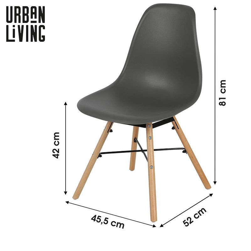 Foto van Urban living - jena stoelen donkergrijs met hout/metalen onderstel - set van 4