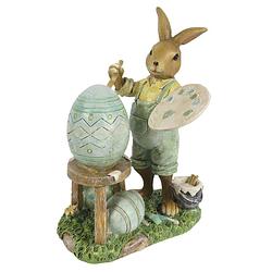 Foto van Clayre & eef decoratie konijn 11*7*15 cm groen kunststof decoratief