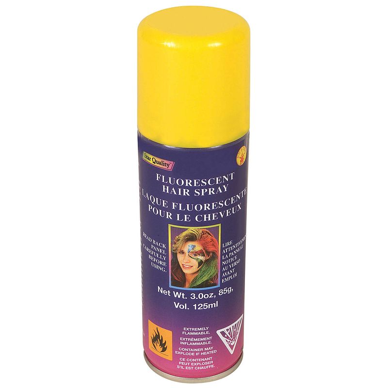 Foto van Haarverf/haarspray - neon geel - spuitbus - 125 ml - carnaval - verkleedhaarkleuring