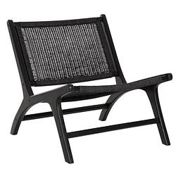 Foto van Must living lounge chair lazy loom black,69x65x76 cm, teakwood, kn...