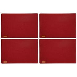 Foto van 6x stuks rechthoekige placemats met ronde hoeken polyester bordeaux rood 30 x 45 cm - placemats