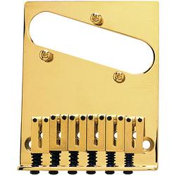 Foto van Fender 6-saddle american series telecaster bridge assembly gold brug voor fender telecaster