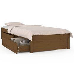 Foto van The living store houten bedframe grenenhout - 205.5 x 95.5 x 31 cm - massief - opbergfunctie