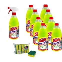 Foto van Dasty ontvetter voordeelpack: 1x spuitfles + 8x navulling + gratis set van 5x sponzen en 1x schoonmaakhandschoenen