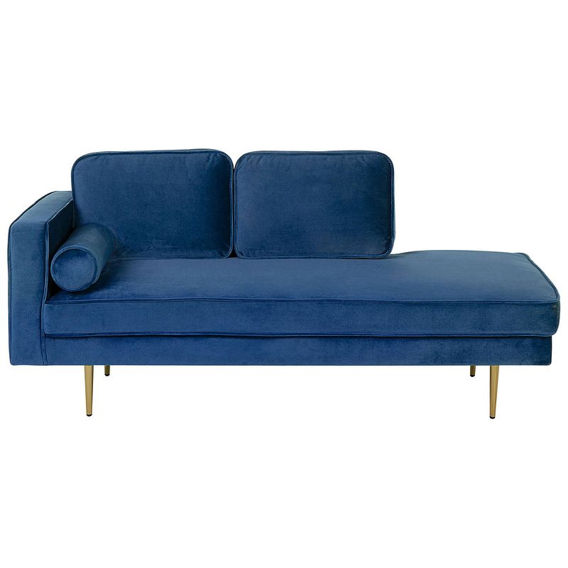 Foto van Beliani miramas - chaise longue-blauw-fluweel