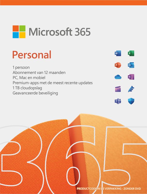Foto van Microsoft office 365 personal nl abonnement 1 jaar