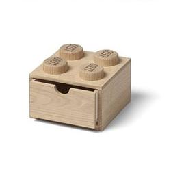 Foto van Lego wooden collection - opbergbox bureaulade brick 4 - hout - beige