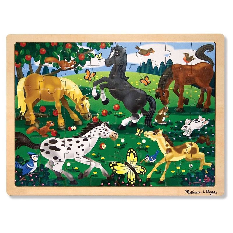 Foto van Melissa & doug frolicking horses houten puzzel 48-delig