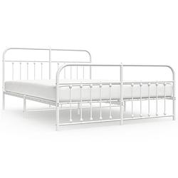 Foto van Vidaxl bedframe met hoofd- en voeteneinde metaal wit 183x213 cm