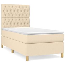 Foto van The living store boxspringbed in crème - 193x90x118/128 cm - met verstelbaar hoofdbord - pocketvering matras en