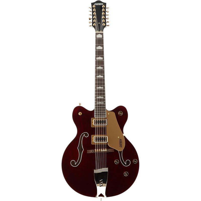 Foto van Gretsch g5422g-12 electromatic classic hollowbody dc walnut stain 12-snarige semi-akoestische gitaar