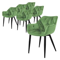 Foto van Ml-design eetkamerstoelen set van 6 sage, keukenstoel met dikke fluwelen gestoffeerde zitting, metalen poten,