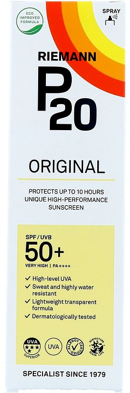 Foto van P20 zonnebrand spray spf50