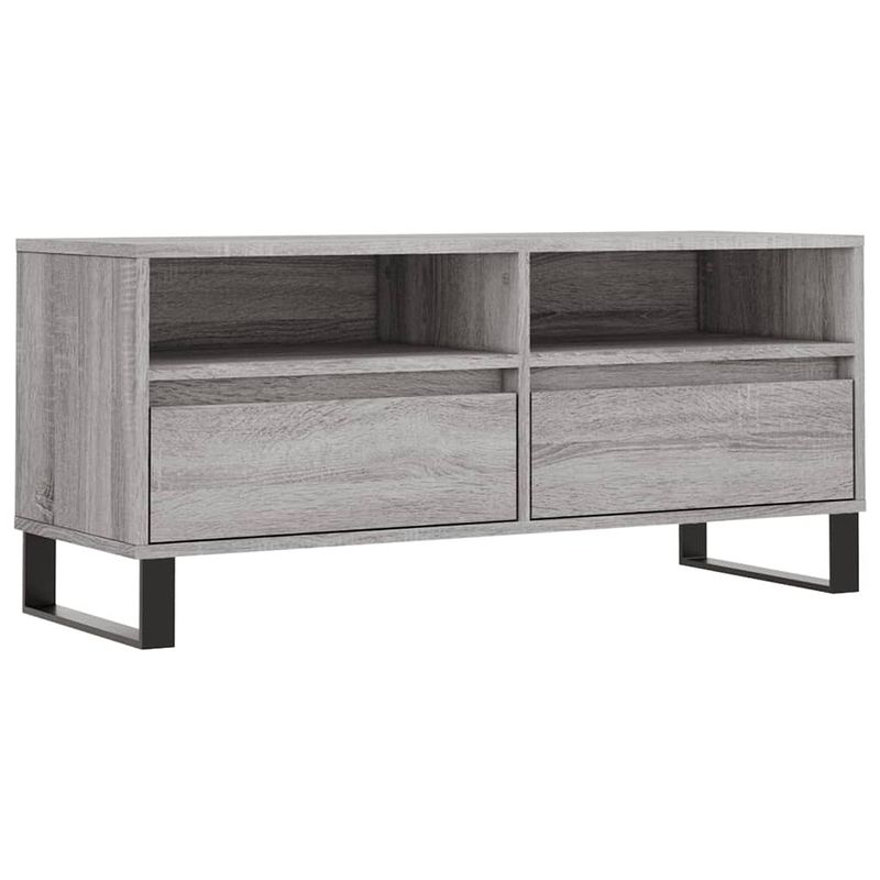 Foto van The living store tv-meubel - grijs sonoma eiken - 100 x 34.5 x 44.5 cm - veel opbergruimte