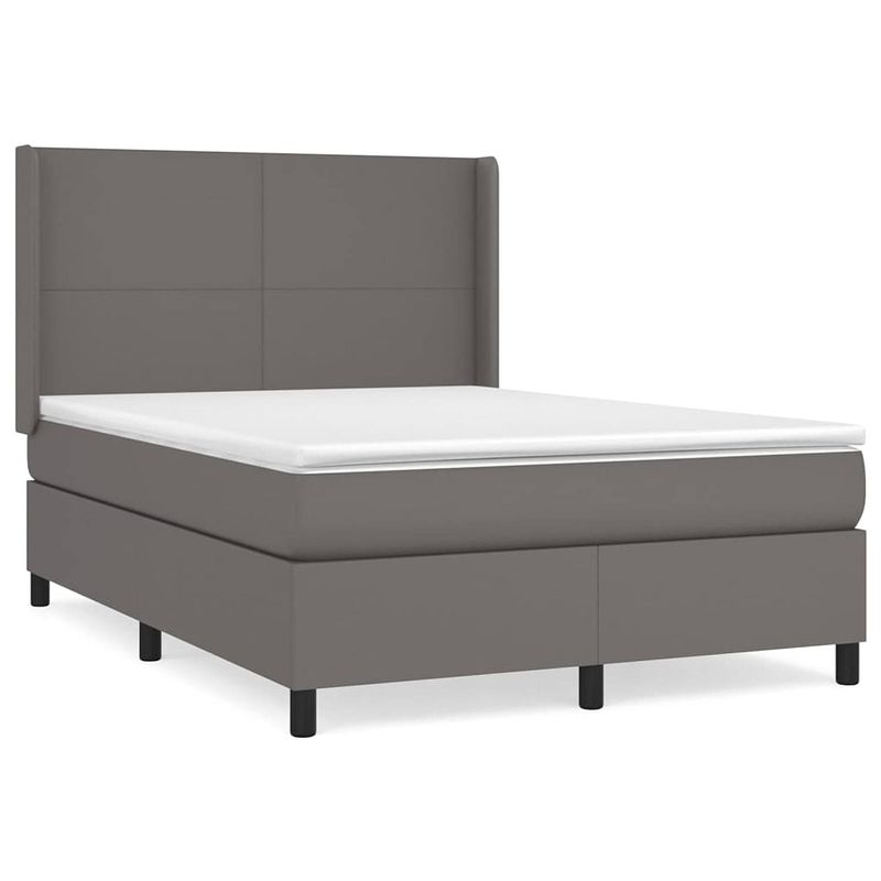 Foto van The living store boxspringbed - kunstleer - grijs - 193 x 147 x 118/128 cm - hoofdbord - pocketvering matras -