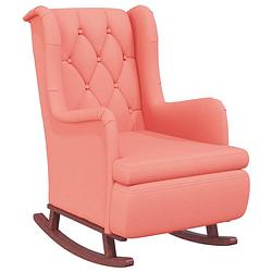 Foto van Vidaxl fauteuil met massief rubberwood schommelpoten fluweel roze