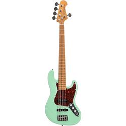 Foto van Fazley sunset series jellyfish 5 surf green 5-snarige elektrische basgitaar met gigbag