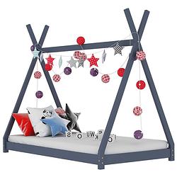 Foto van Vidaxl kinderbedframe massief grenenhout grijs 70x140 cm