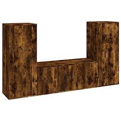 Foto van The living store tv-meubelset - gerookt eiken - 40 x 34.5 x 100 cm - 100 x 34.5 x 40 cm