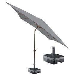 Foto van Kopu® vierkante parasol malaga 200x200 cm met voet - light grey