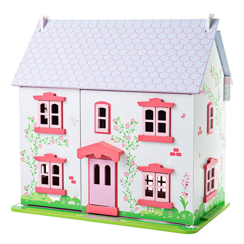 Foto van Bigjigs houten poppenhuis rose cottage