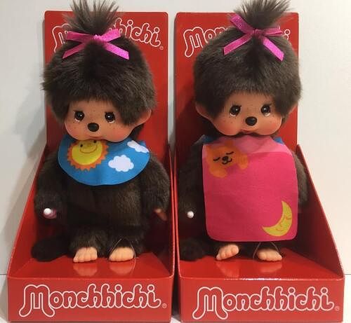 Foto van Monchhichi meisje slaapogen - omkeerbare slab - 20 cm