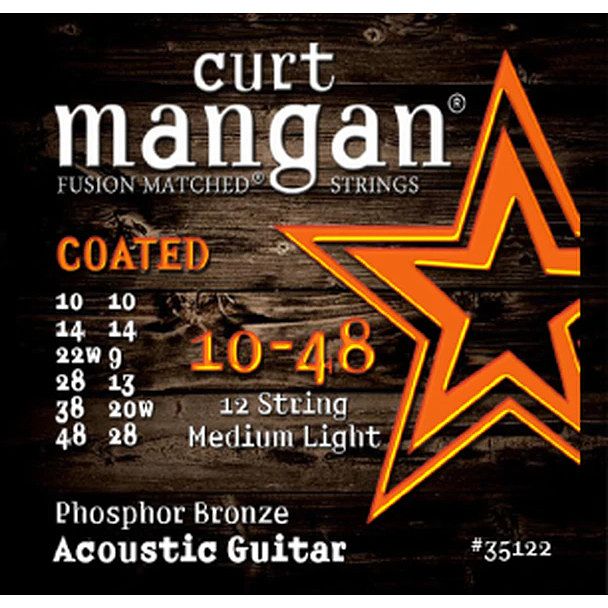 Foto van Curt mangan phosphor bronze coated 10-48 12-string snarenset voor 12-snarige akoestische gitaar