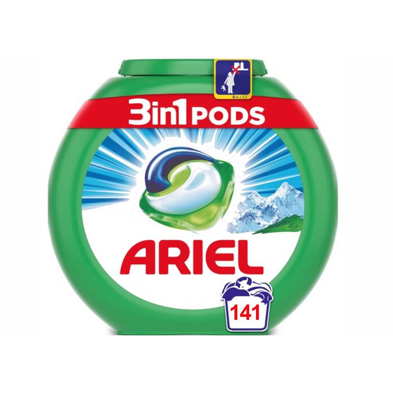 Foto van Ariel all in 1 wasmiddel pods alpine - 3x47 wasbeurten - voordeelverpakking