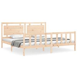 Foto van The living store bed grenenhout - bedframe - 205.5x205.5x100 cm - multiplex lattenbodem