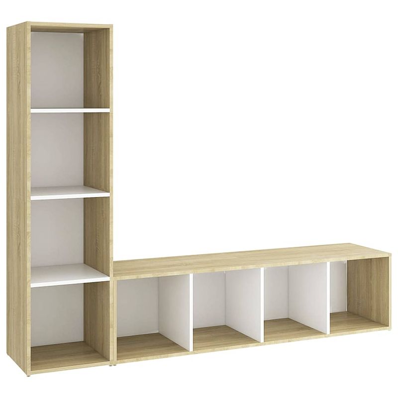 Foto van Vidaxl tv-meubelen 2 st 142,5x35x36,5 cm spaanplaat wit sonoma eiken