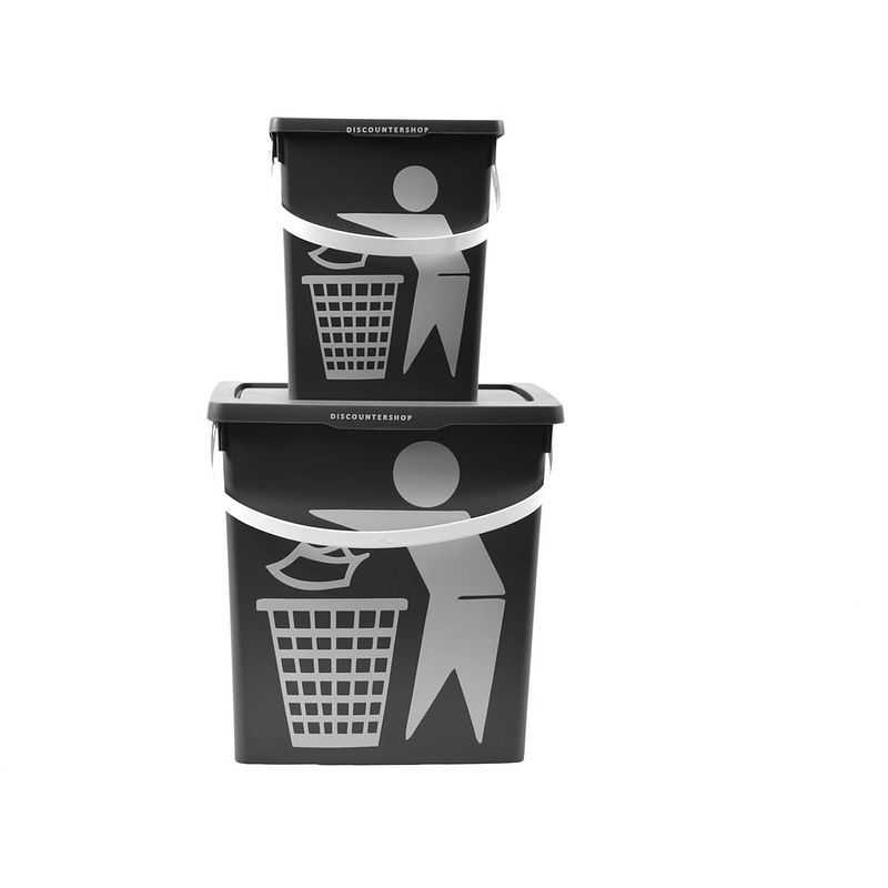 Foto van Handig klein afvalbak afvalemmer containertje 100% bio recyclable 30.8x25x14 cm organisch afval 11/4.5 liter grijs
