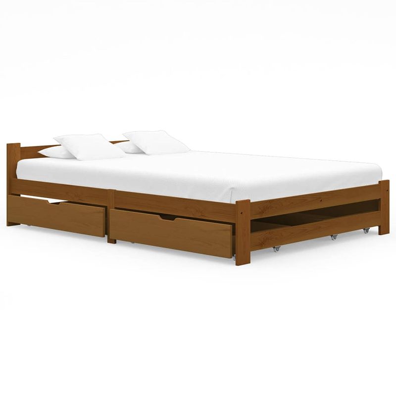 Foto van Vidaxl bedframe met 4 lades massief grenenhout honingbruin 160x200 cm