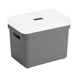Foto van Opbergboxen/opbergmanden antraciet van 18 liter kunststof met transparante deksel - opbergbox