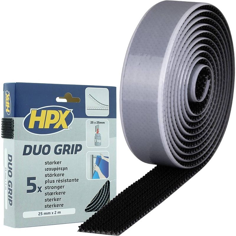 Foto van Hpx duo grip klikband dg2502 -zwart- 25mm x 2m.