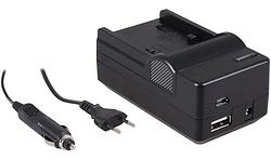 Foto van 4-in-1 acculader voor sony np-fp30 / np-fp50 / np-fp70 / np-fp90 - laden via stopcontact, auto, usb en powerbank