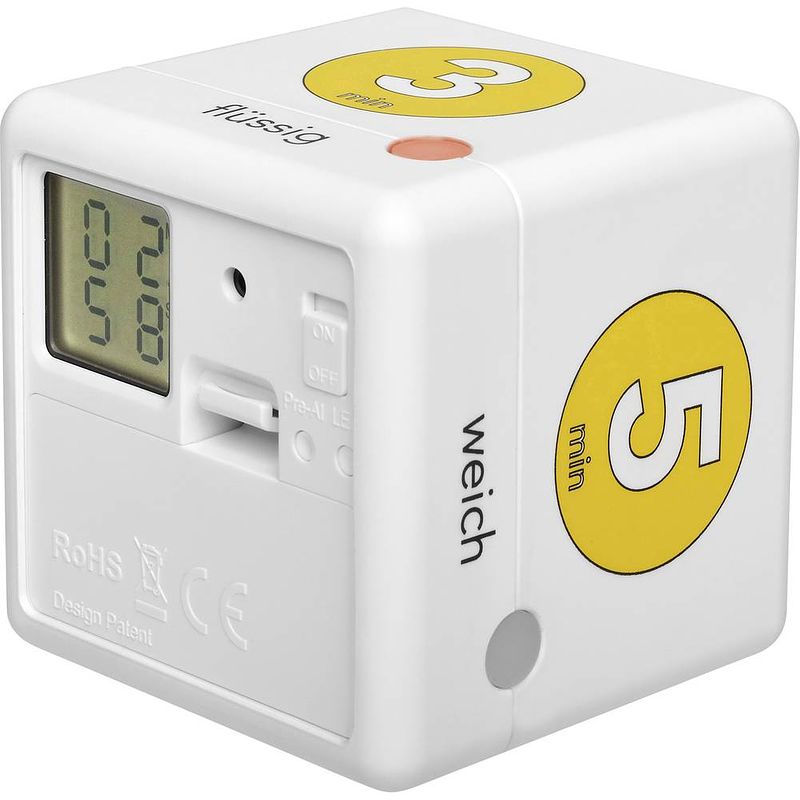 Foto van Tfa dostmann cube timer ei kookwekker wit, geel digitaal