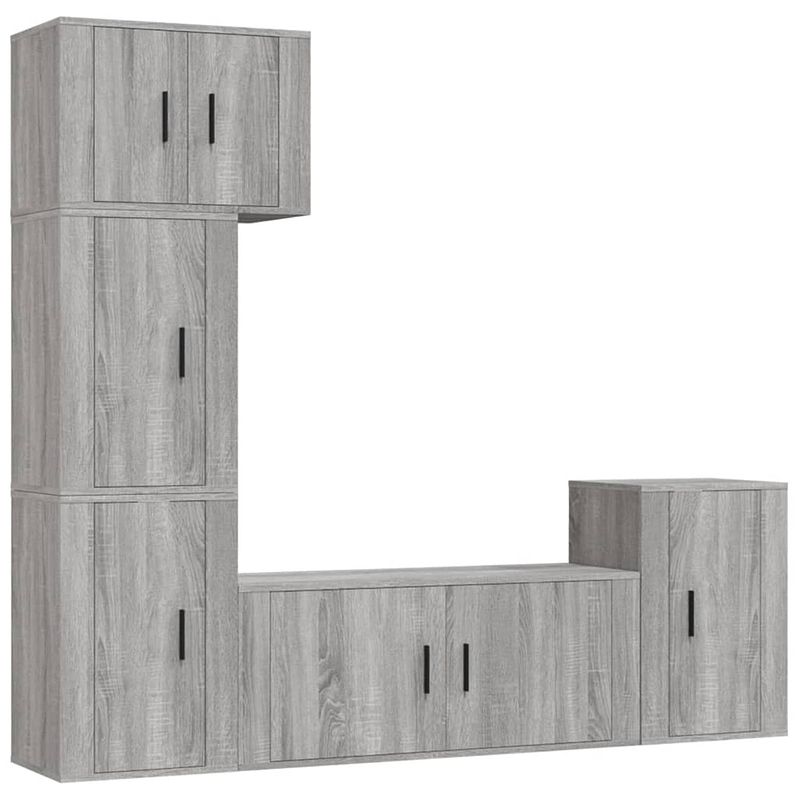 Foto van The living store televisiekastenset graceful grey sonoma eiken - wandgemonteerd - 5-delige set