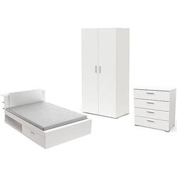 Foto van Volledige volwassen slaapkamer life - bed + ladekast + kledingkast - wit decor - demeyere - made in france