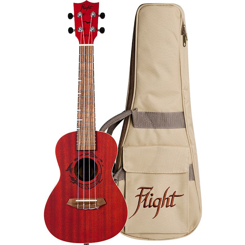 Foto van Flight gemstone series duc380 coral concert ukelele met gigbag