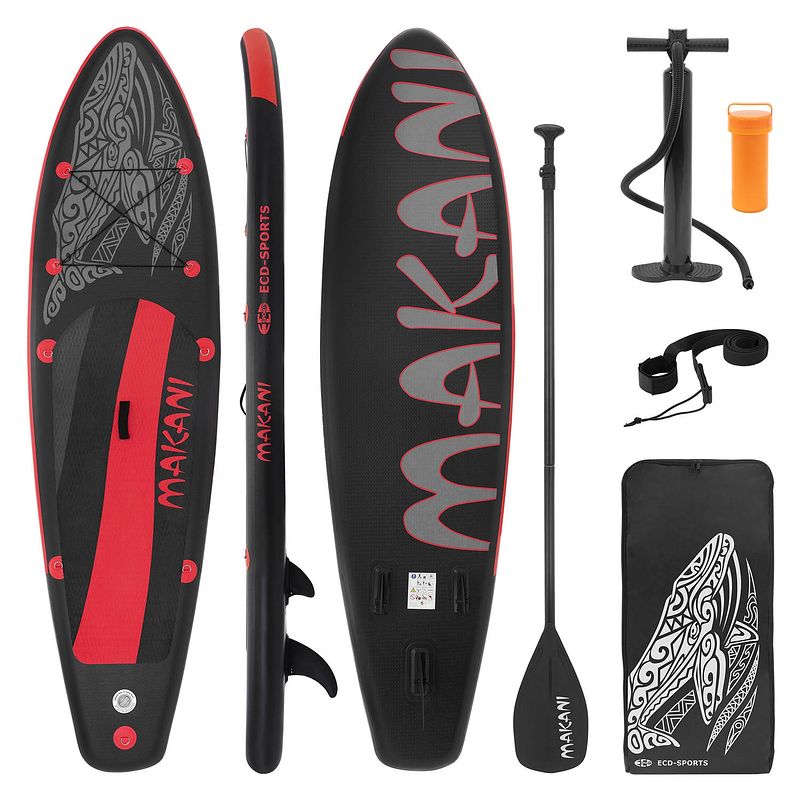 Foto van Opblaasbare stand up paddle board 320x82x15 cm zwart rood pvc