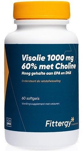 Foto van Fittergy visolie 1000mg 60% met choline capsules