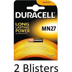 Foto van 2 stuks (2 blisters a 1 st) duracell mn27 - gp27a - a27 - l828 12v alkaline batterij