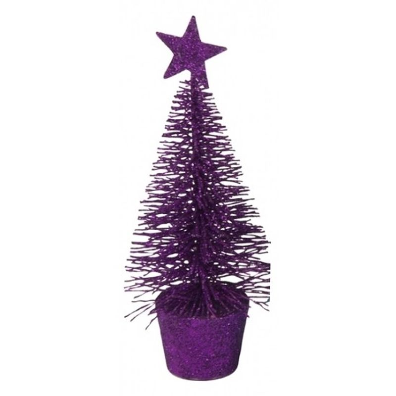 Foto van Glitter mini kerstboompje paars