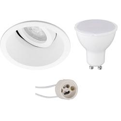 Foto van Led spot set - pragmi zano pro - gu10 fitting - dimbaar - inbouw rond - mat wit - 6w - helder/koud wit 6400k -