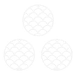 Foto van Krumble siliconen pannenonderzetter rond met schubben patroon - wit - set van 3