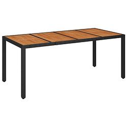 Foto van Vidaxl tuintafel met houten blad 190x90x75 cm poly rattan zwart