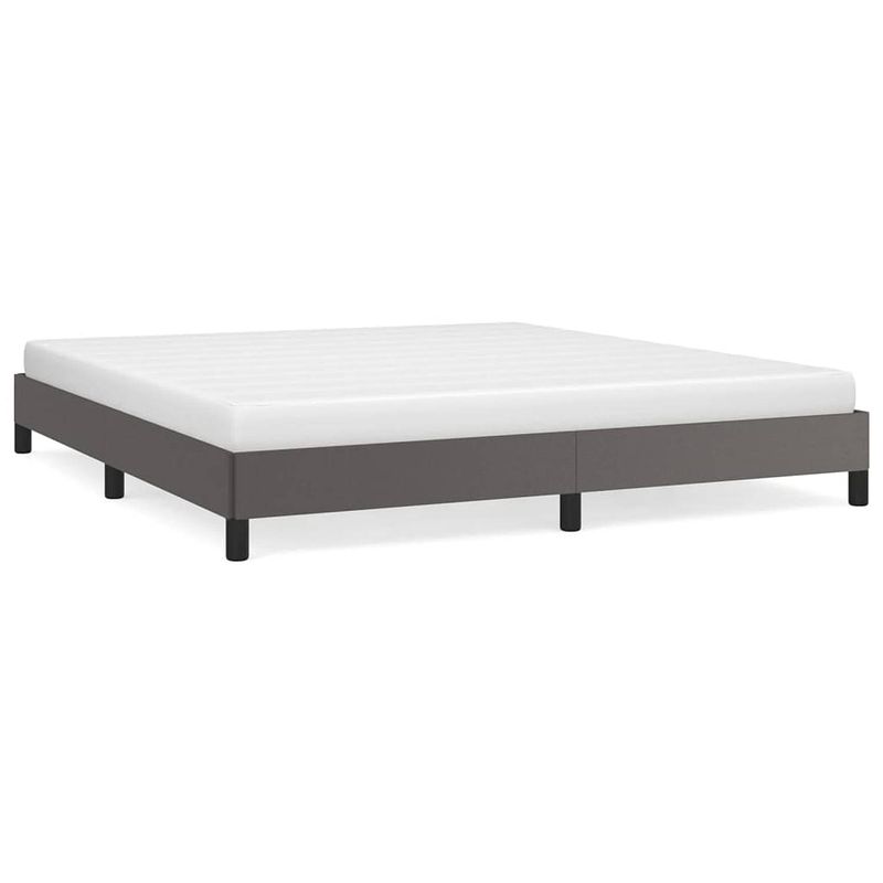 Foto van The living store bedframe - kunstleer - multiplex lattenbodem - grijs - 203x183x25 cm