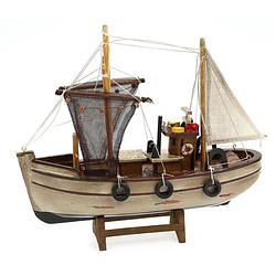 Foto van Vissersboot schaalmodel - hout - 30 x 8 x 27 cm - maritieme boten decoraties voor binnen - beeldjes